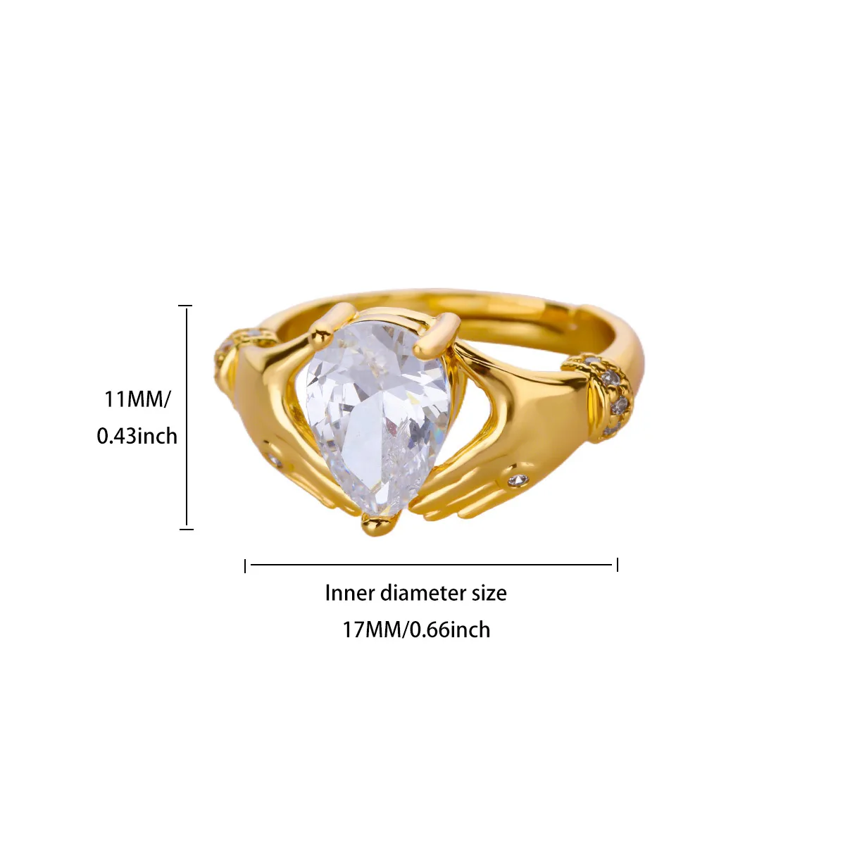 Zircon Ring for Women 18K Gold Plated Stainless Steel