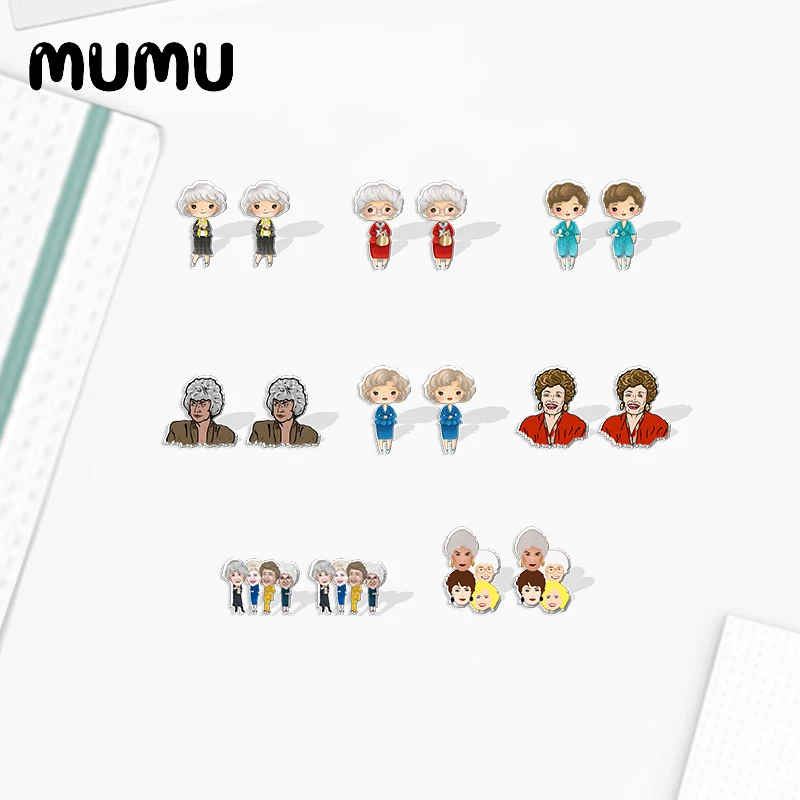 2020 New Golden Girls Acrylic Stud Earring Dorothy Rose Earrings Resin Epoxy Jewelry Gifts Fans