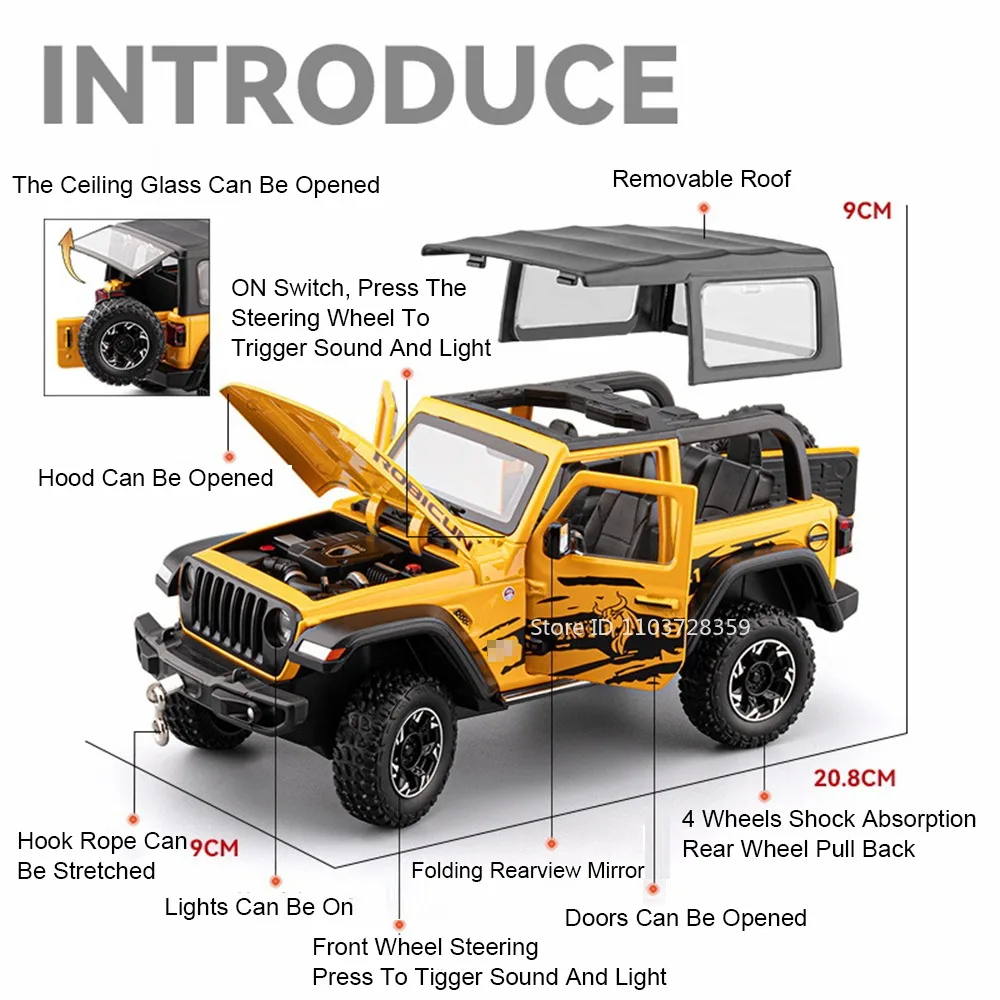 1:24 Scale Mammoth Off-Road Vehicle Diecast Toy with Sound and Light Features