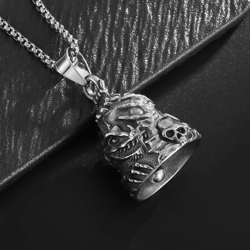 Lion King Pendant and Keychain with Uniquely Carved Bell - Retro Design