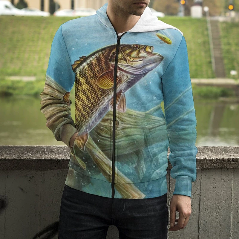 

New Fish 3D Print Funny Zip Hoodie Men Women Spring Fashion Casual Long Sleeves Cool Boy Girl Kids Streetwear Top Unisex Clothes