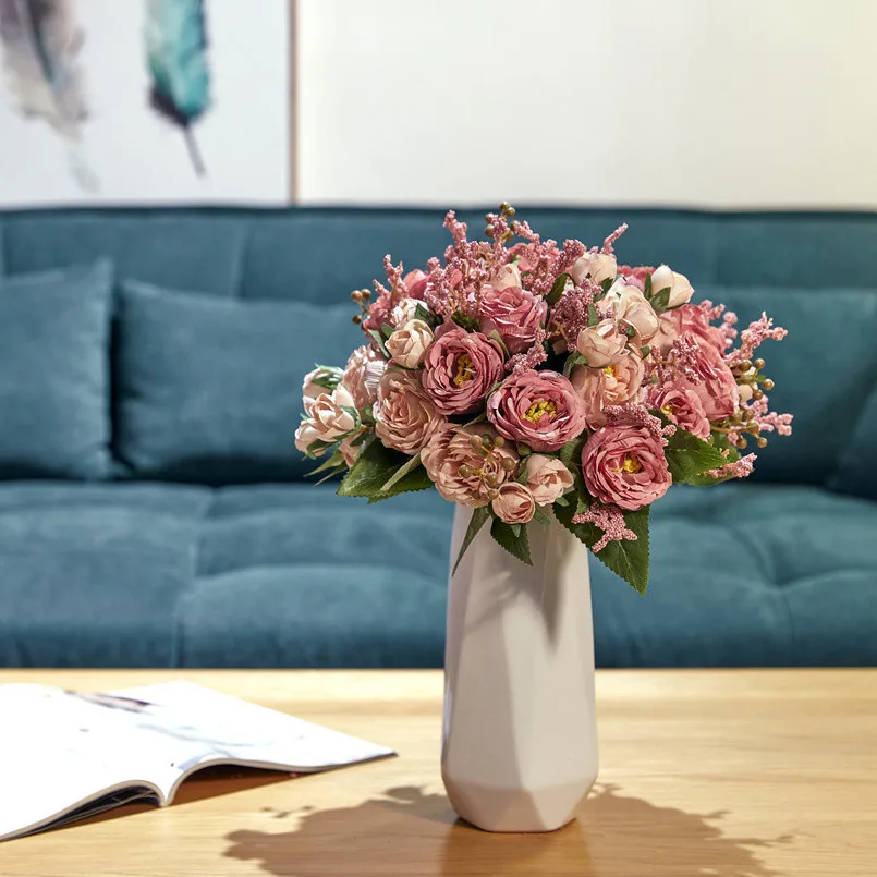 Künstliche Blume Seide Pfingstrose Rose Hause Zimmer Vase Outdoor Hof Garten Festival Tisch Dekor DIY Hochzeit Brautstrauß Hotsale Diy – Detail 3
