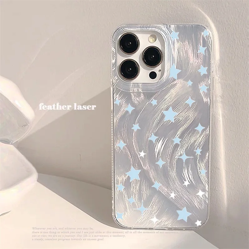 Korean Cute Y2K Star Minimalist Clear Phone Case - TPU Soft Cover