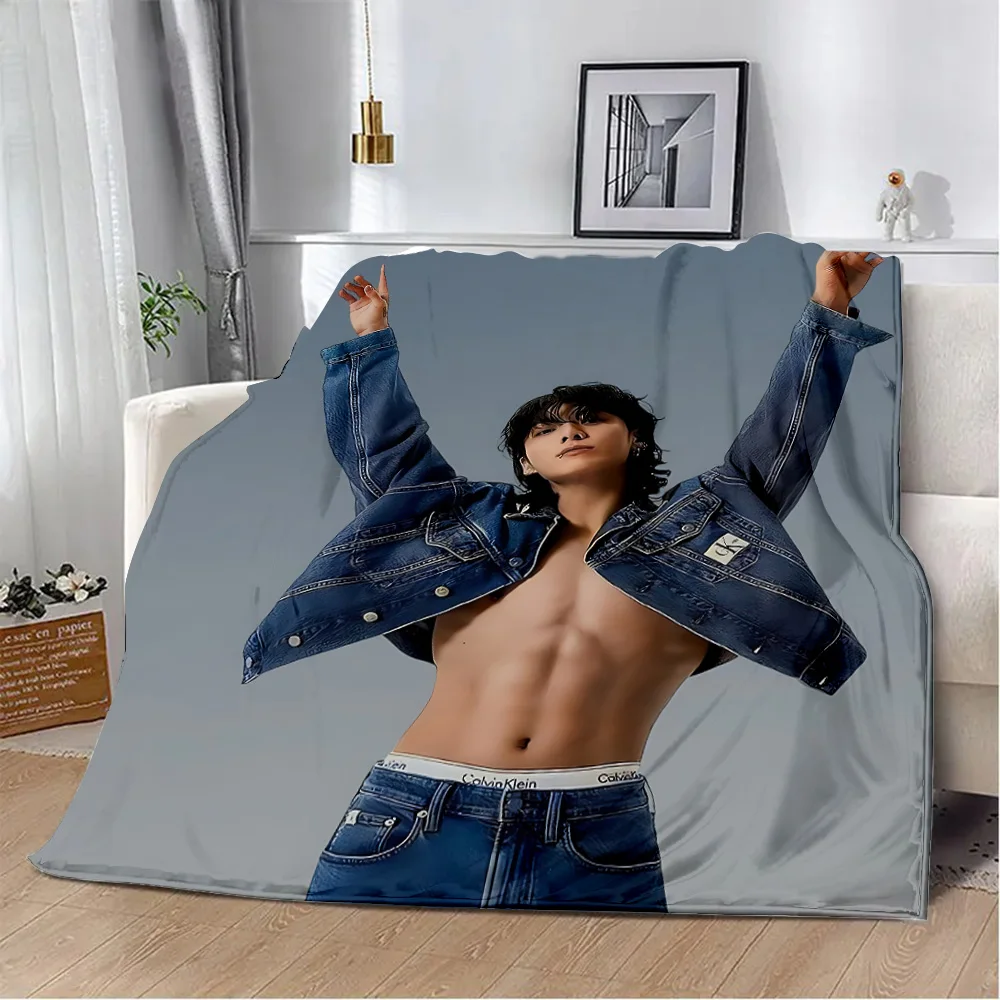 Printed Blanket Singer J-Jungkooks Picnic Blankets Warm Blanket Soft and Comfortable Blanket Home Travel Birthday Gift 2