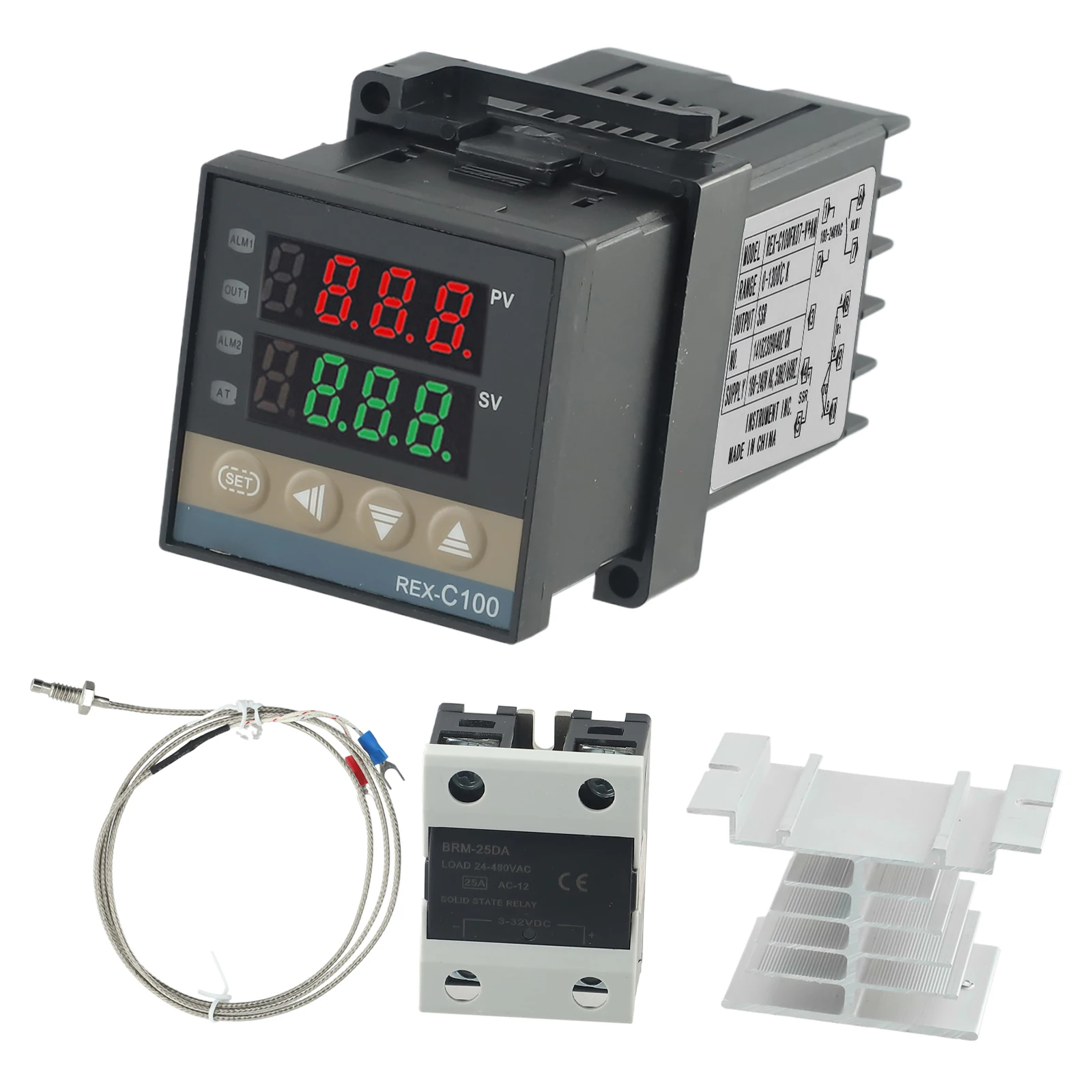 

Терморегулятор REX-C100, комплект термопары, радиатор SSR 25DA типа K 400 ℃