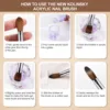 100% Pure Kolinsky Nail Brush Silver UV Gel Polish Nail Art Extension Builder Manicure Nail Pen Painting Drawing Brushes 6