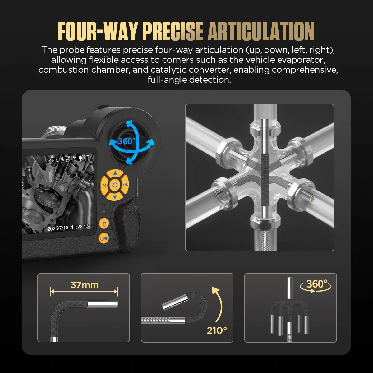 AUTOOL SVB408 3.9mm 자동차 산업용 내시경 4방향 조절 가능 내시경 차량 검사 도구