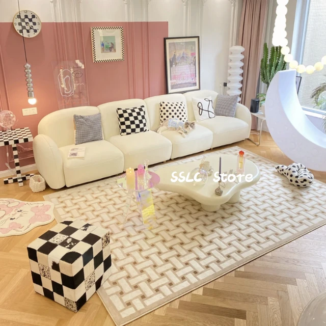 Coffee table mat Nordic wind plush carpet plush floor mat living room carpet soft bedroom blanket main image 1