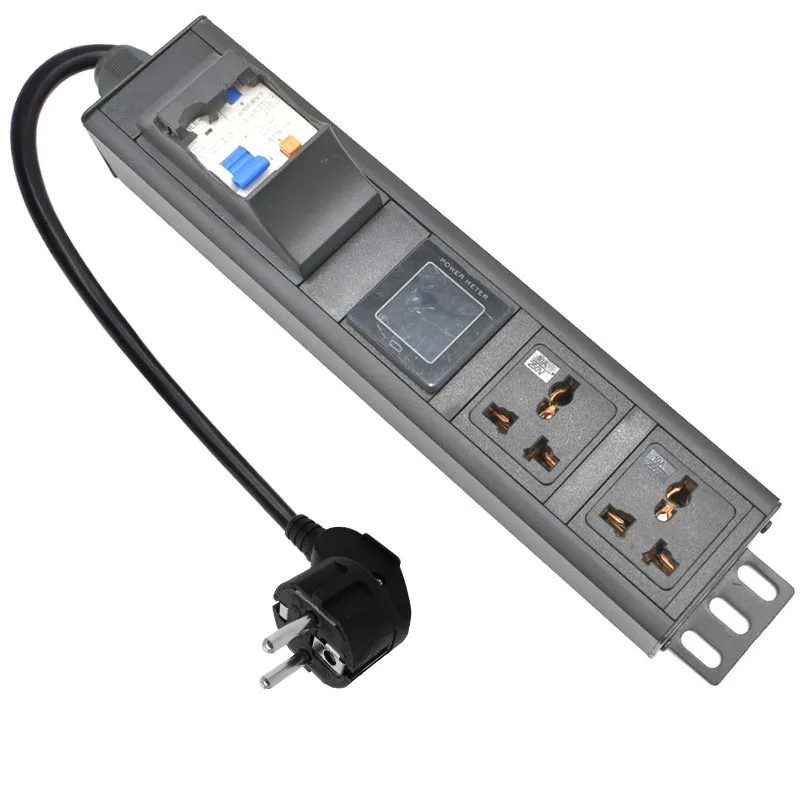 

PDU Power Strip 2 Way AC 110-250V 16A Voltmeter ammeter Dual Digital Volt Meter Gauge Leakage protection Universal socket