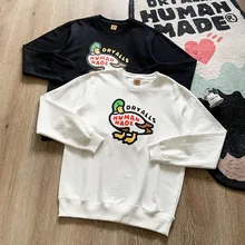 

Human Made White Sweatshirt Big Duck Print Cotton Casual Men Women 1:1 High Quality HUMAN MADE Oversized Pullover
