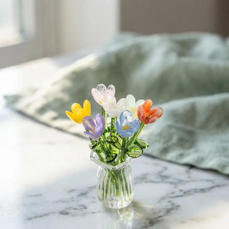 Simulation Glass Flowers 6/7Pcs Artificial Floral Stems for Realistic Home Fresh Decor and Gift Inspiration