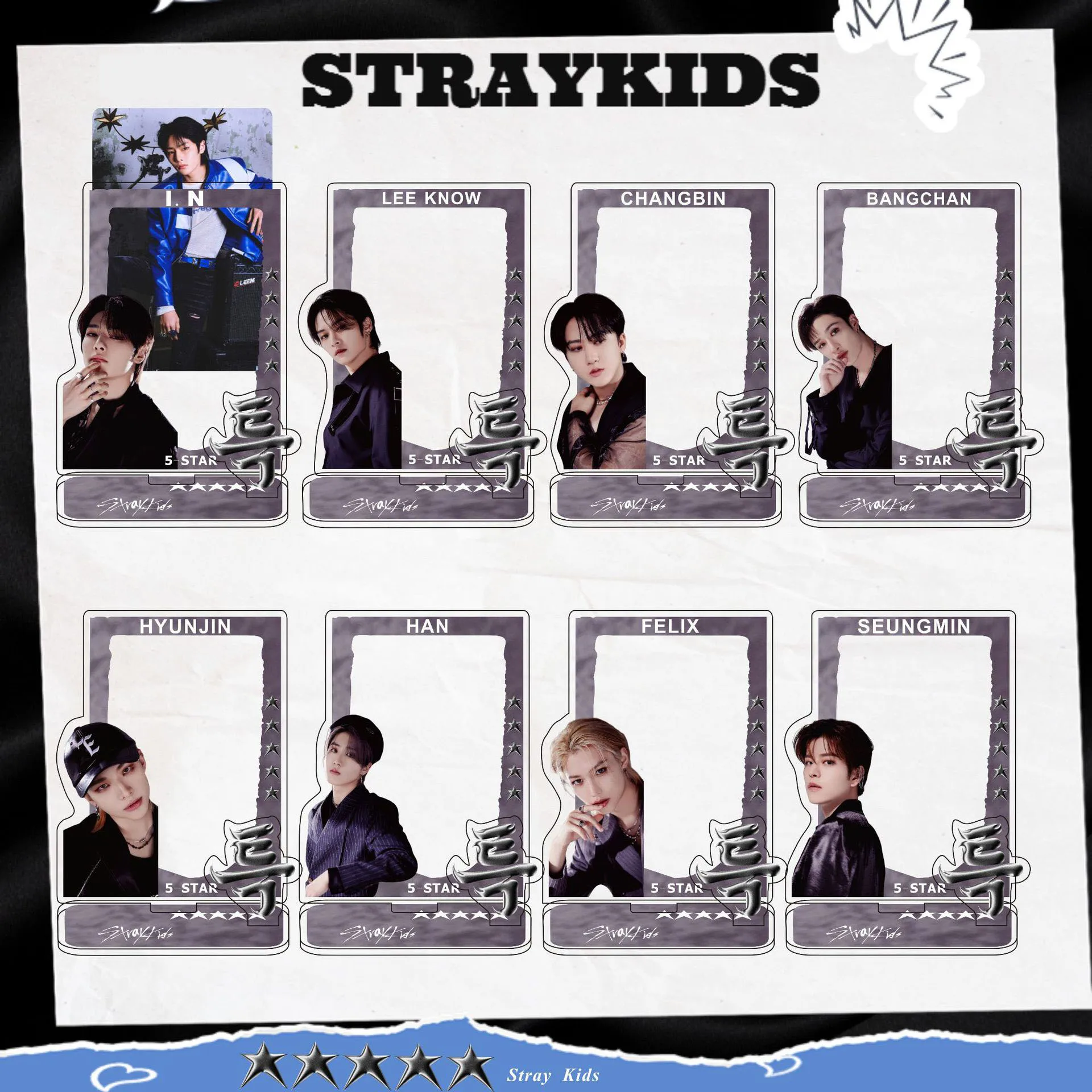 

KPOP Stray Kids Album 5-STAR Acrylic Photo Frame Photocard Display Stand Felix Han I.N Stand Figure Desktop Ornament Fans Gift