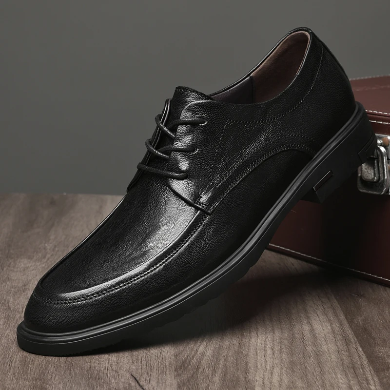 

Genuine Leather Men Shoes Rubber Sole High Quality Man Office Business Dress Shoes Man Luxury Wedding Shoes British Oxford Shoes