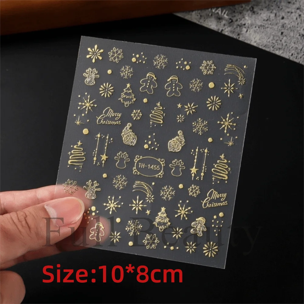 Snowflakes Reflective Glitter Nail Stickers 3D Design Sparkle Christmas Nail Decals Adhesive Nail Decals Christmas Season