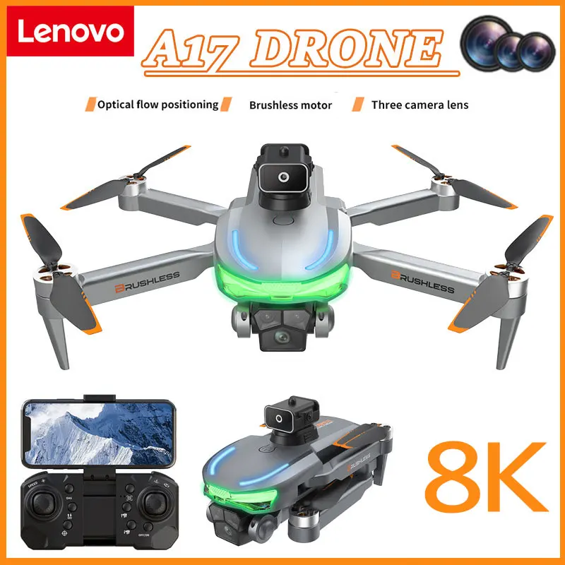 레노버 A17 드론 8K 5G GPS 전문 HD 항공 사진 트리플 카메라 장애물 회피 브러시리스 쿼드로터, 10000m, 신제품