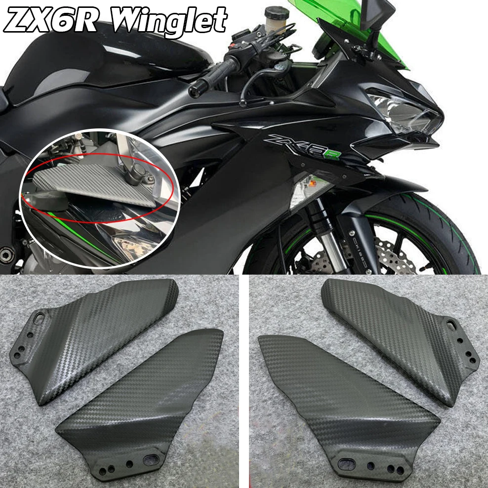 

ZX6R Winglet Aerodynamic Wing Kit Spoiler Fairing For Kawasaki ZX 6R 636 ZX636 ZX-6R 2019 2020 2021 2022 Motorbike Parts Carbon