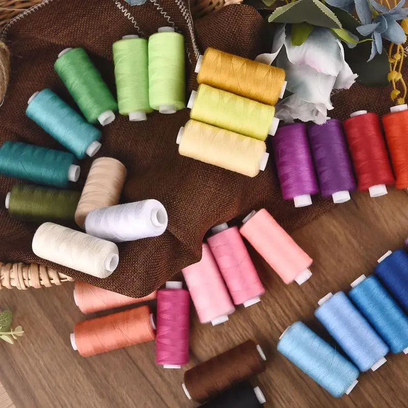 6 Colors/Set Yarn Sewing Thread Roll Machine Hand Embroidery 400 Yard Each Spool Full Polyester Durable For Home Sewing Kit