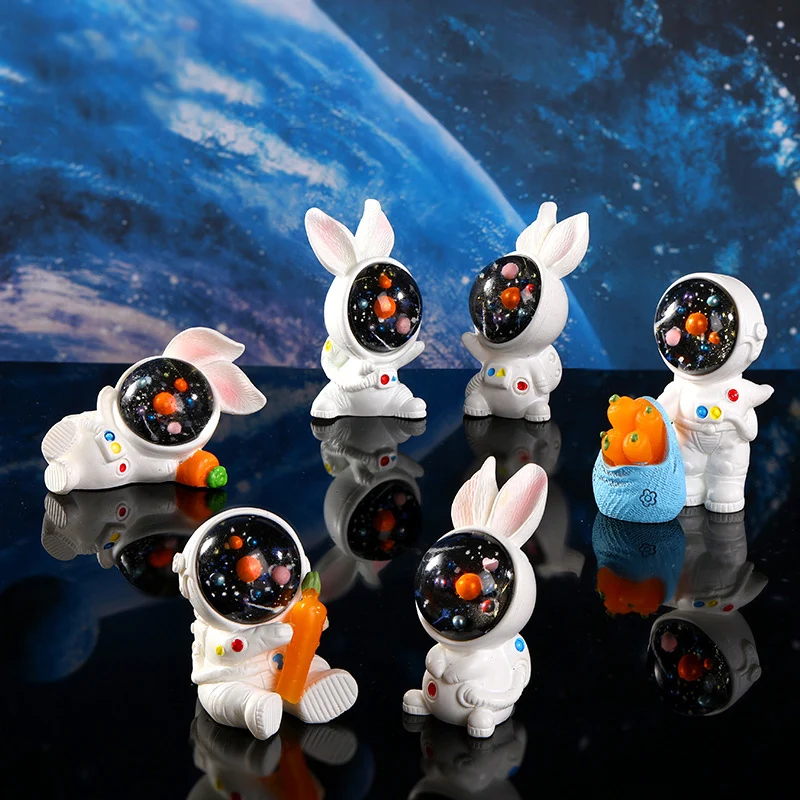 3pc Planet Astronaut and Bunny Rabbit Creative Cartoon Figure