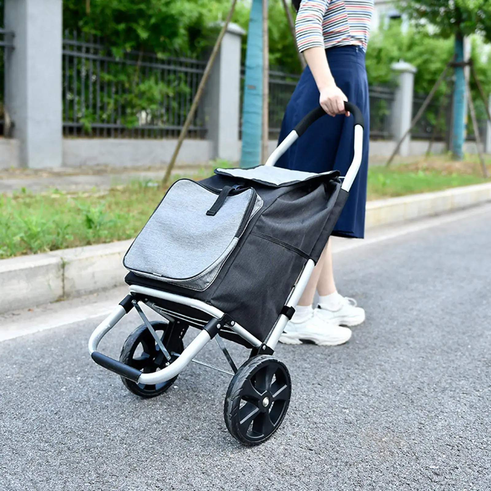 Folding Trolley Cart Storage Bag Wear Resistant Reusable for Stair Climbing Utility Cart Lightweight Accessory 20x13x8.6inch