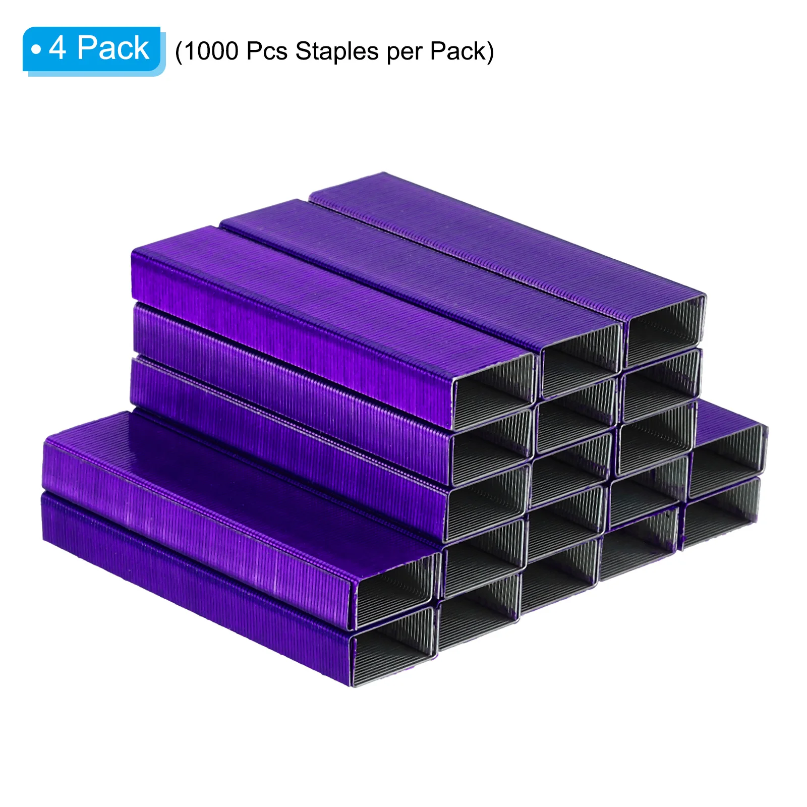 4000Pcs/4Pack 스테이플러 용 금속 스테이플 26/6 표준 1/4 인치 길이 스테이플 잼 무료 보라색 사무실 학교 바인딩 용품