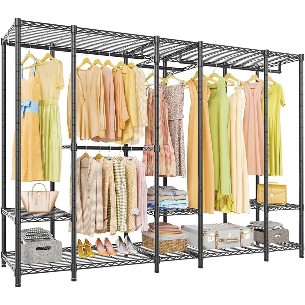 

V50i Extra Large Portable Closet Rack Bedroom Freestanding Wardrobe Closet Max Load 1300lbs Bathroom Furniture Organizer Room