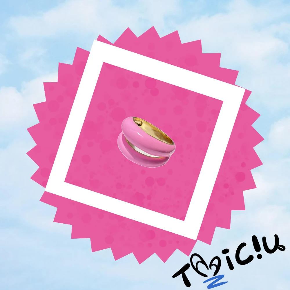 TAAICIU Baby Pink Ring Y2K Trendy Girl Ring Alloy Gilded Thick Finger Ring Fashion Jewelry