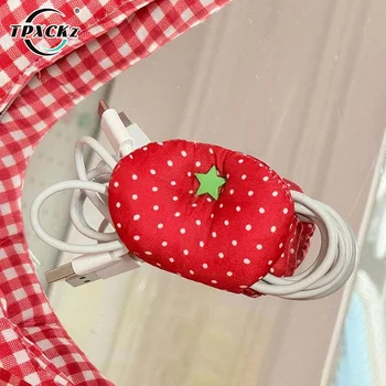 Accessori decorativi per auricolari, in tessuto fatto a mano, con graziose ali d'angelo, custodia per auricolari, organizer per cavi dati