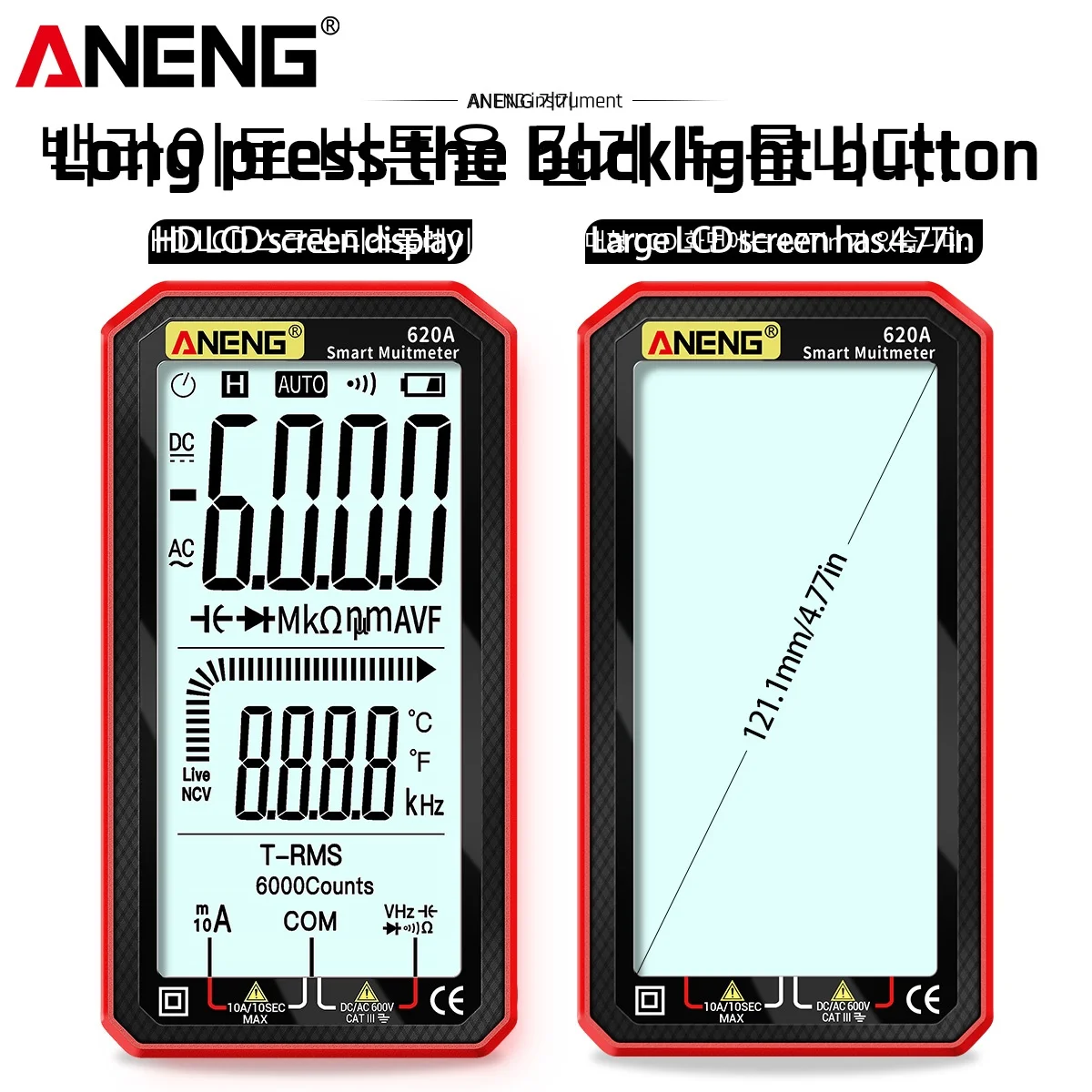 ANENG  Ʈ Ƽ Ʈ ׽, 6000 īƮ, True RMS ڵ  ĿнϽ , µ , 620A