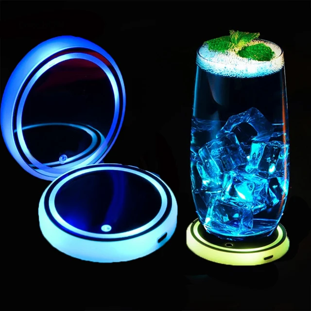 LED Untersetzer Getränke halter bunt leuchtend Wasser Untersetzer Trink  halter Matte Micro USB LED wiederauf ladbare Farbe Licht Tasse Zubehör -  AliExpress