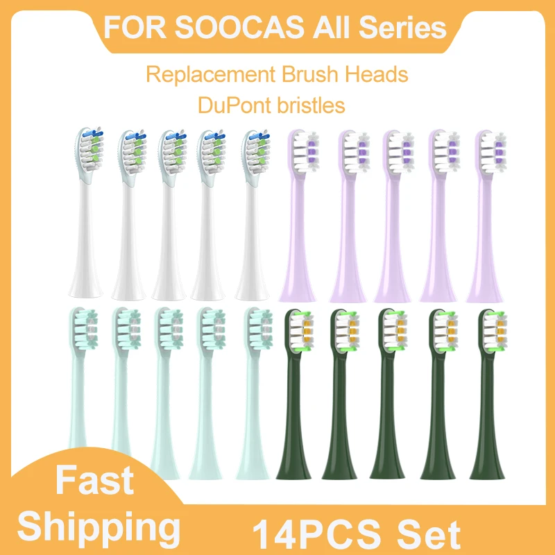 

14 PCS Replacement Toothbrush Heads for SOOCAS X3/X3U/X5 Sonic Electric Tooth Brush Soft Bristle Nozzles With Vacuum Packaging