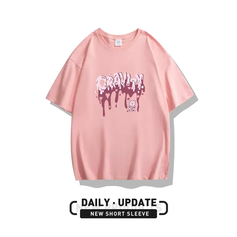 

Cotton short-sleeved t-shirt female loose middle school students half-sleeved fat mm slouchy summer clothes large size blouse