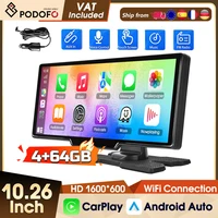 Caméra embarquée Podofo 10,26 pouces, 8 cœurs, 4+64 Go, Android, CarPlay sans fil, autoradio Android Auto, Bluetooth, WIFI, GPS, enregistrement vidéo de la voiture 1