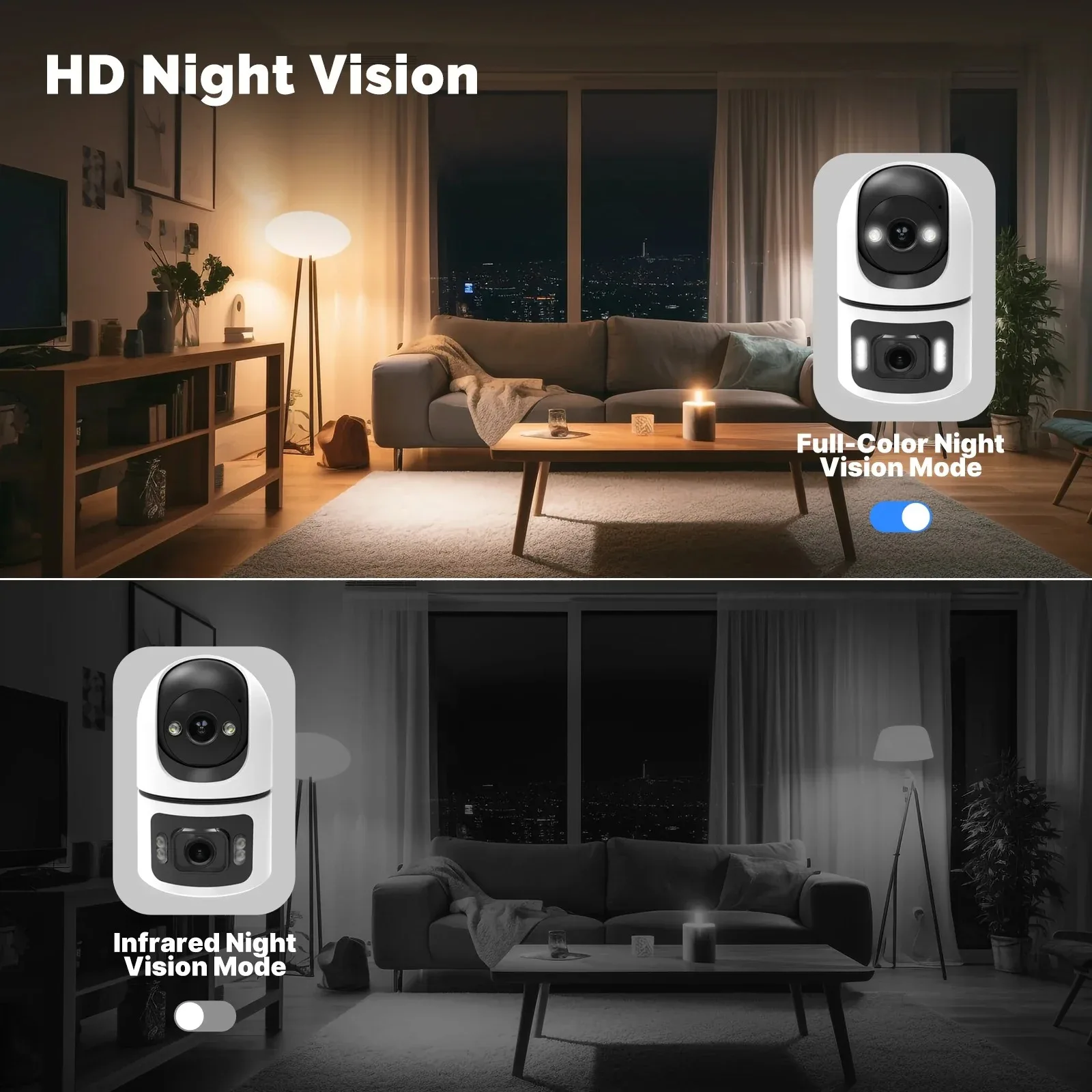 4K 8MP WiFi Surveillance Camera Dual Lens with Adjustable Bracket Two-Way Audio Onvif 10X Zoom Security Wireless Surveillance 4