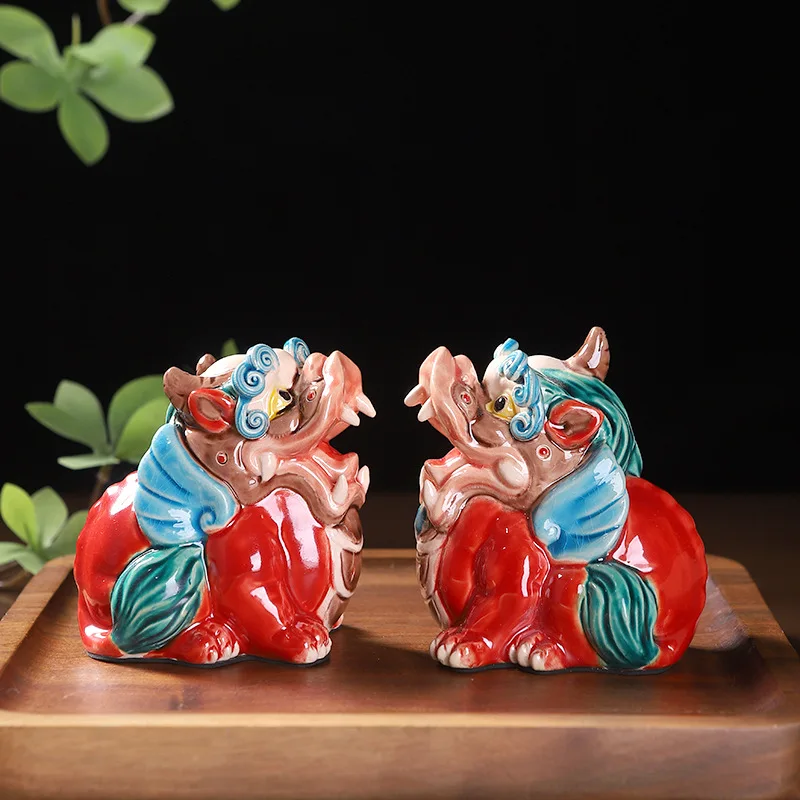 0041 Ceramic Bravery Golden Toad Tea Pet Creative Chinese Style Fortune Car Decoration Desktop Ornaments Room Decorations