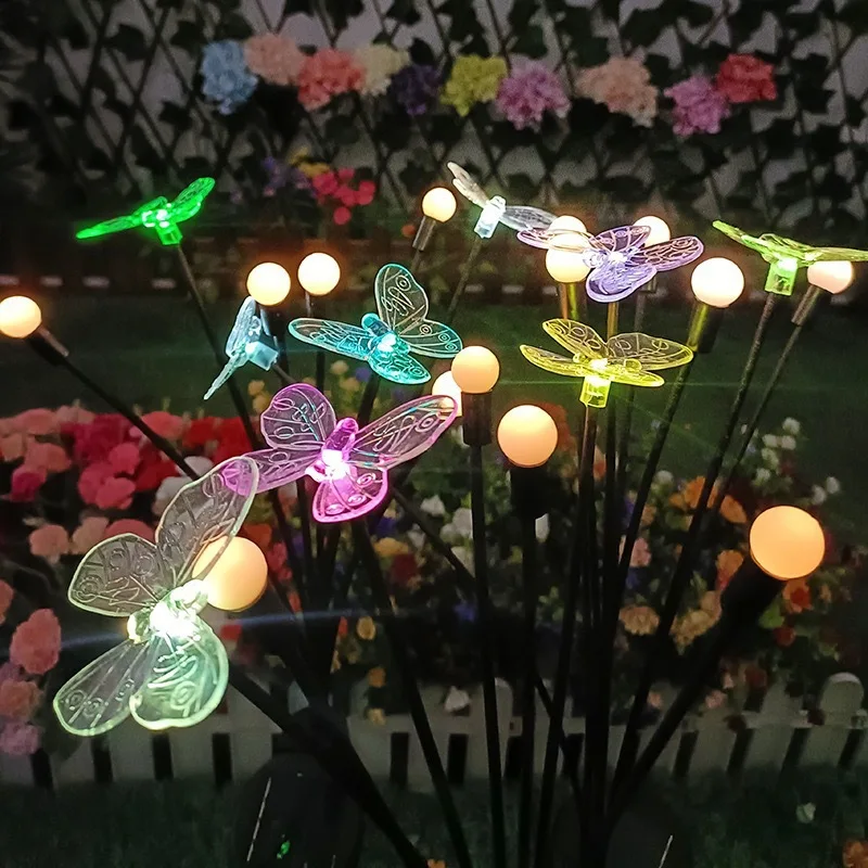 Solar Powered Cute Bee LED Lamp Butterfly Fairy Lamp Bee Outdoor Garden Fence Courtyard Festival Decoration Lamp