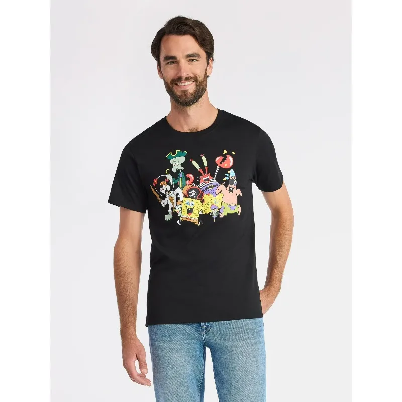 SpongeBob Schwammkopf, Big Star Anime, Neues Baumwoll-Kurzarmshirt, Lockerer und Vielseitiger Cartoon-T-Shirt-Trend für Männer und Frauen