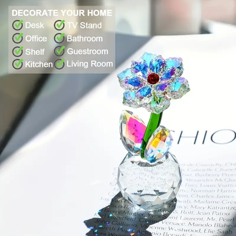 1 pc crystal Sunflower statue, glass floral decoration, romantic Valentine's Day wedding gift, decorative Suncatcher collection