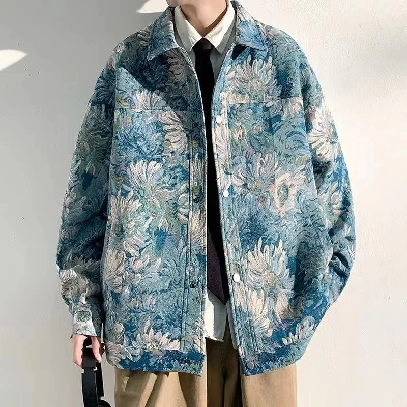 Men's Outerwear 2023 Spring Autumn New Print Jacket Outerwear Men's Spring Casual Trendy Brand Trendy Baseball Jacket Thin Style