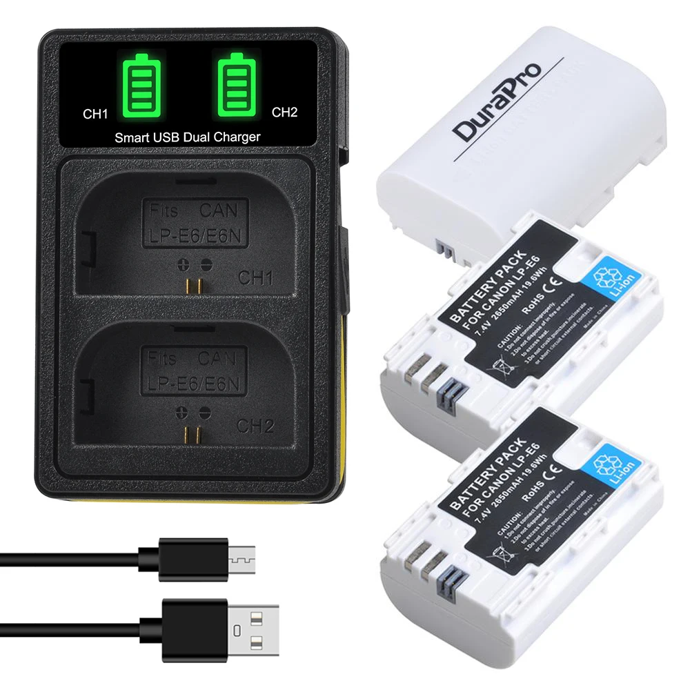 2650Mah Lp E6 Lpe6 Lp-E6 E6N Batteria Lp-E6N Bateria + Caricabatterie Per Canon Eos 5Ds R 5D Mark Ii 5D Mark Iii 6D 7D 70D 80D Fotocamera