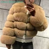 NEW European and American Fur Coat Imitation Fox Fur Splicing Winter Coat Thickened Warm Long Sleeve Short Fur Coat in Stock 3