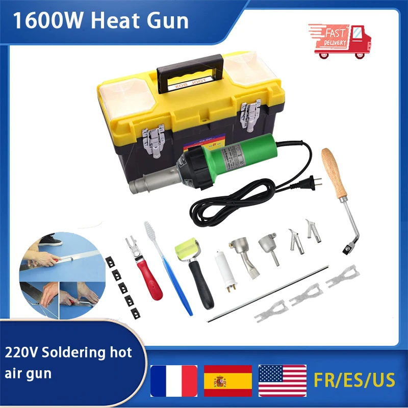 Electric Heat Gun Hair Dryer Plastic Welding Gun, Bumper PVC Shrink Wrap, Plastic Welder Tools, 1600W, 220V