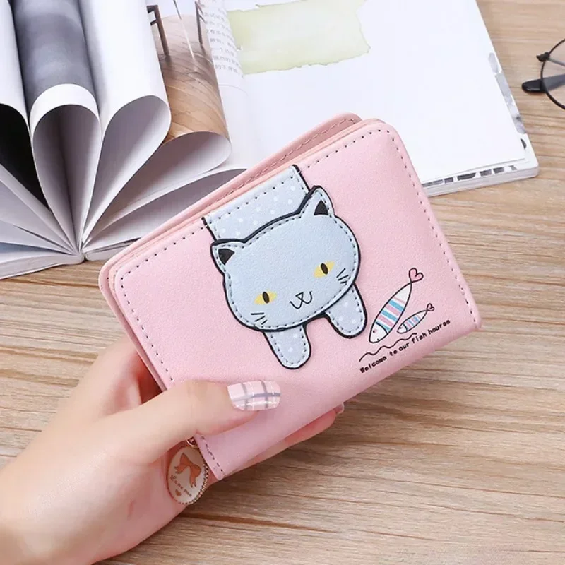 Women Cute Cat Wallet Small Zipper Girl Wallet Brand Designed Pu Leather Women Coin Purse Female Card Holder Wallet Billetera 3