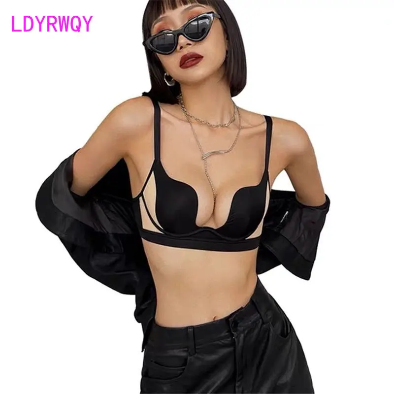 

Black underwear small breasts gather together sexy anti-droop breast collection bra set thickened to show large seamless bra