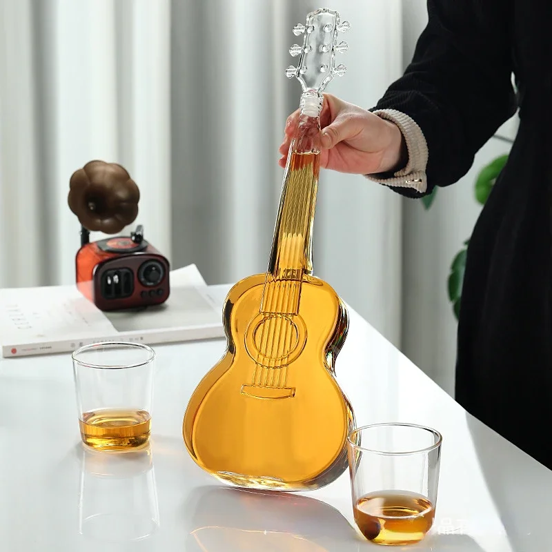 High Borosilicate Glass Wine Bottle Guitar Violin Decanter Wine Set Thickened Transparent Craft Decanter Bottle Decoration wine aerator decanter
