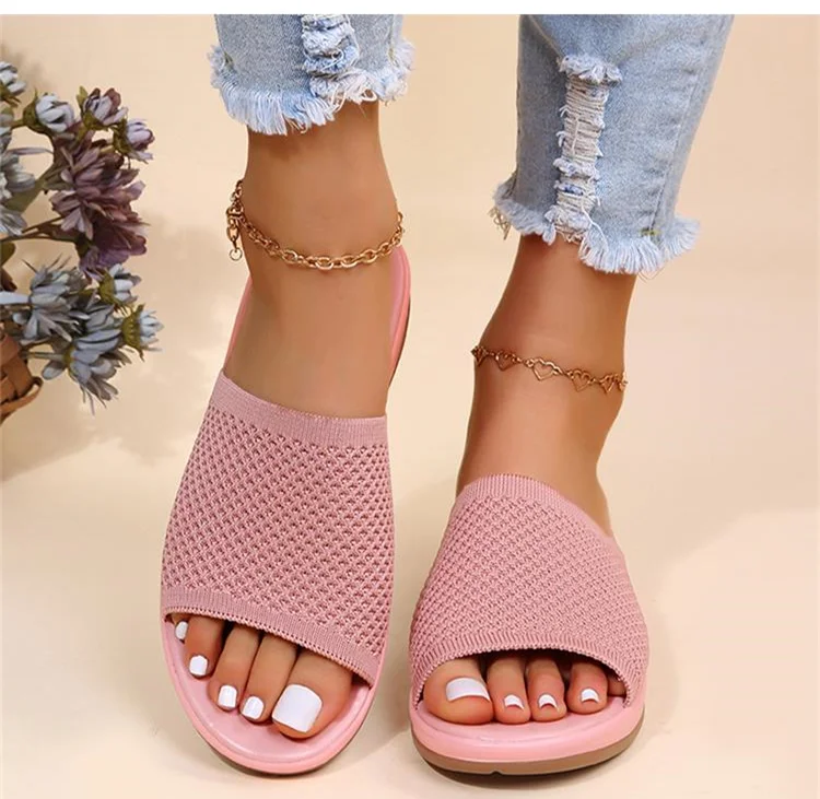 beach sandals Women Sandals Knitting Low Heels Sandals Summer Chaussure Femme Soft Bottom Silppers Slip On Wedges Shoes Women Summer Footwear women's sandals with straps