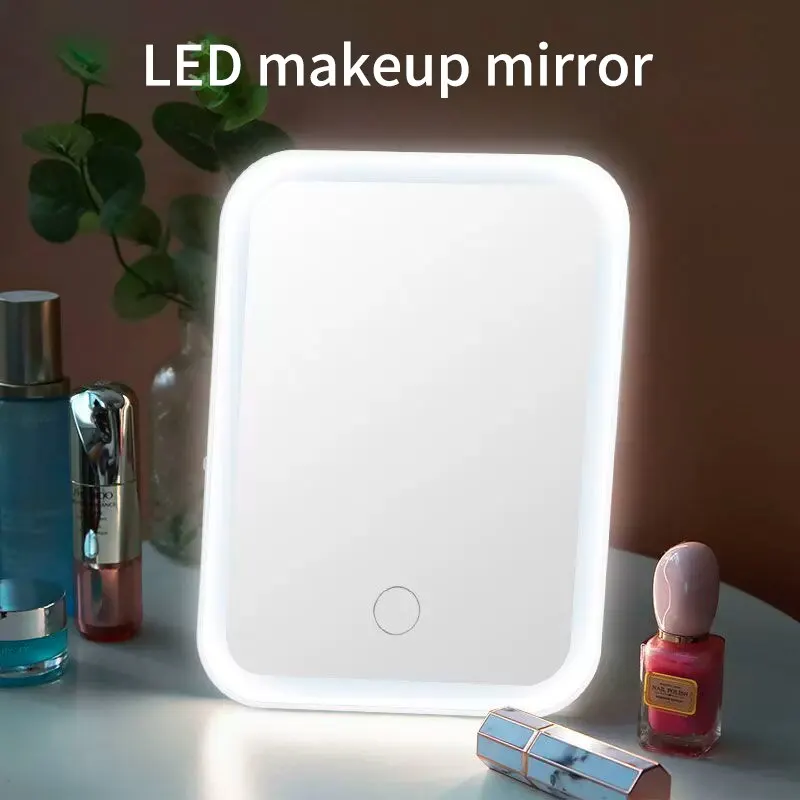 Makeup Mirror USB Portable Compact LED Vanity Mirror with Touch Screen Dimming