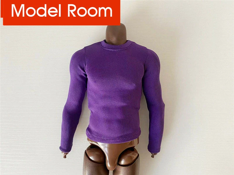 1/6 스케일 남성 단색 타이트 스웻셔츠 바지, 긴팔 탑 팬츠, 의류 액세서리, 모델 핏 12 인치 액션 피규어 바디