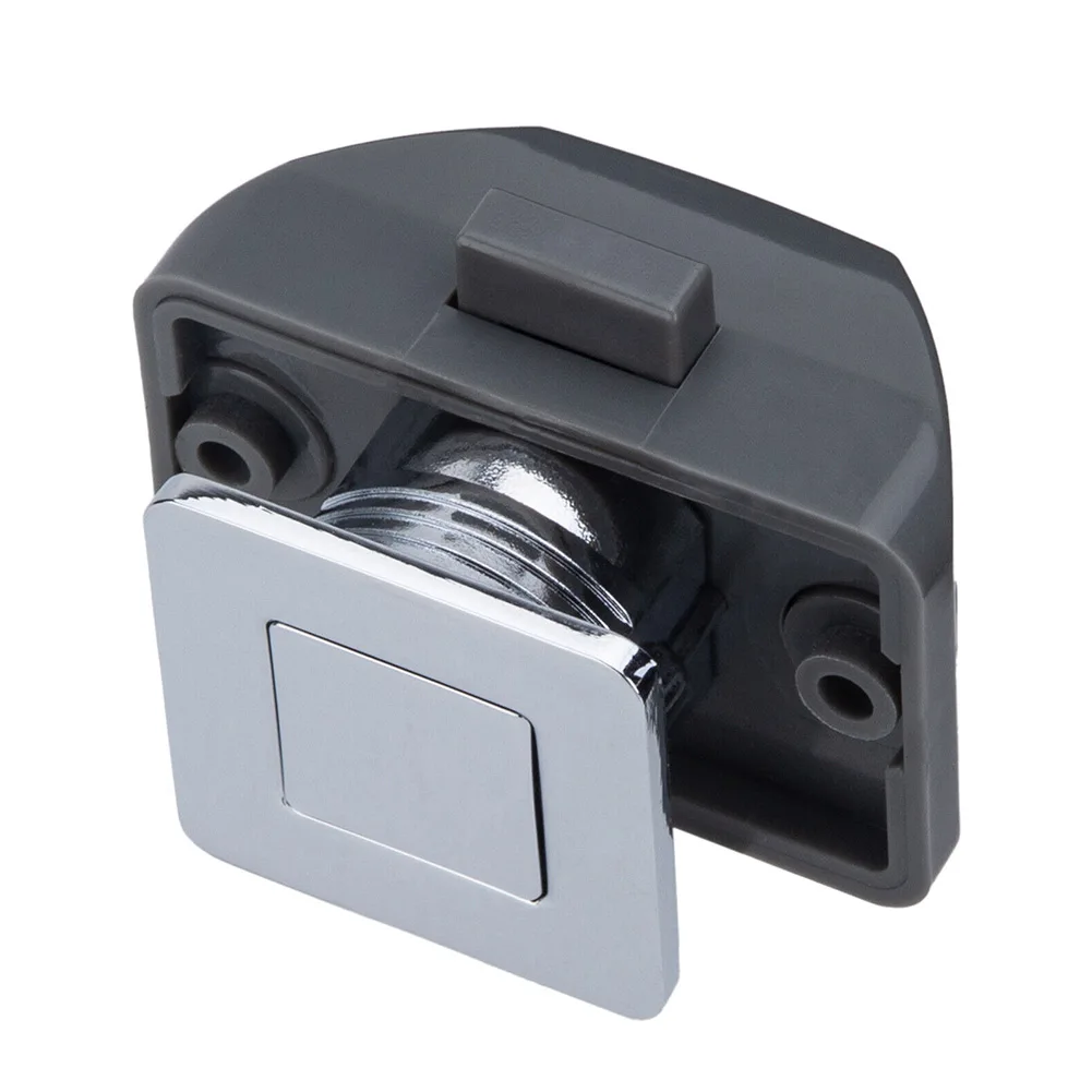 

Lockset Button Catch Lock Black Caravan Latch Knob Chrome Lock Cupboard Door Motorhome Cabinet Camper Practical