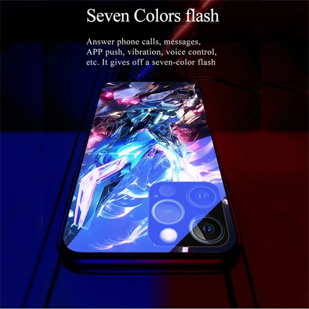 Super coole „The Warriors Of Mech Design“ LED-Leucht-Handyhülle für iPhone Air 17 16 E 15 14 13 12 11 Pro Max Plus – Detail 16