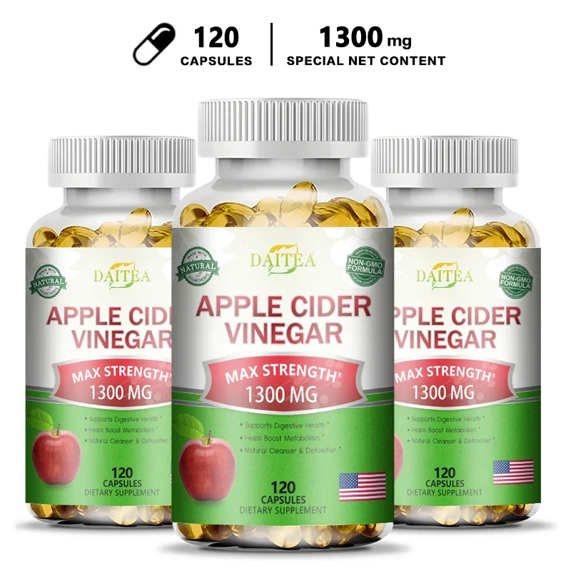 

Daitea Apple Cider Vinegar Extract Supplement - Boosts Energy Levels, Fat Burning, Digestive Health, Natural and Non-GMO